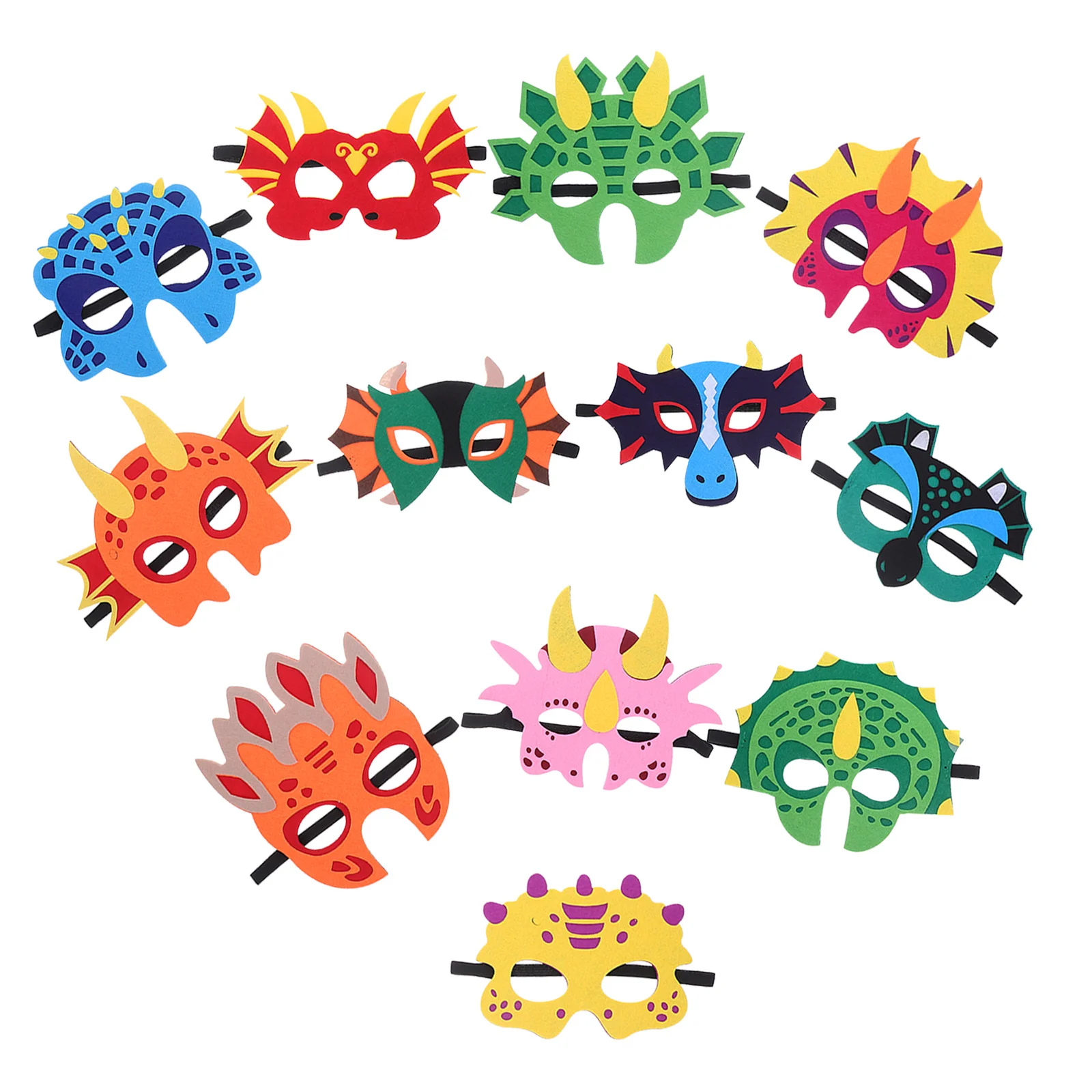 12 stuks dinosaurus gezichtsmaskers voor kinderen levendig vilt ontwerp comfortabele pasvorm ideaal voor maskerade thema evenementen plezier