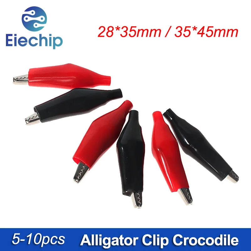 5/10PCS Insulation Metal Alligator Clip 28*35mm 35*45mm 5A Medium/Big Red Black Crocodile Clip Electric Test