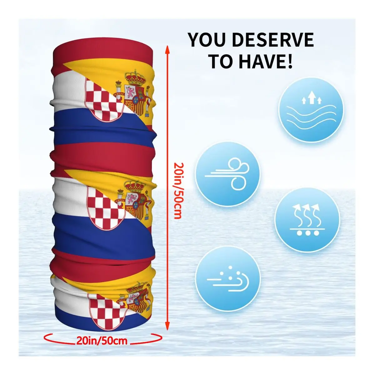 Croatia Spain Flag Scarf Neckerchief Neck Face Mask Polyester