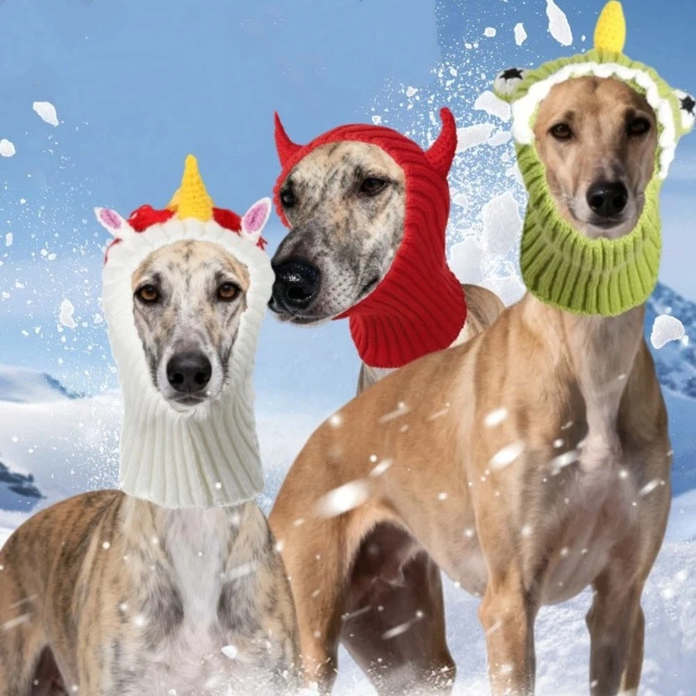 

Funny Warm Dog Head Cover Soft Cartoon Pet Knitted Hat Fashion Comfortable Dog Decorative Hat Pet Party