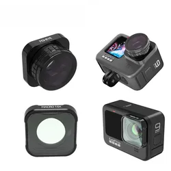 For GoPro Hero 9 10 11 Black Accessories Filter 180° Fisheye Macro 15X Close-up Lens Protective Cover Protector for Go Pro HERO