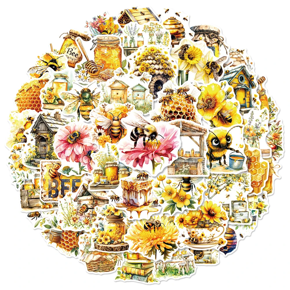 

10/30/50pcs Cute Flower Bee Honey Cartoon Stickers Aesthetic Graffiti Decals Toy DIY Stationery Phone Laptop Kawaii Sticker Gift