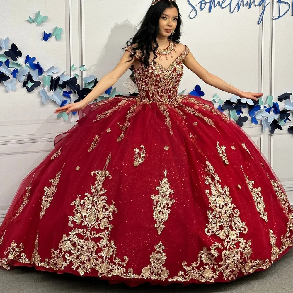 

Новинка 2024, Бордовое платье Quinceanera, бальное платье бордового цвета с бисером, милое платье 16, праздничное платье принцессы на день рождения, Vestido De 15 AnosNoiva