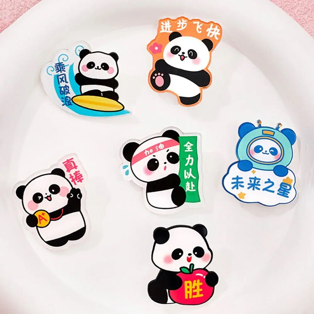 Chinese Style Cartoon Panda Brooch Cute Fashion Children's Acrylic Badge Personality Creative Inspirational Word Badge Student