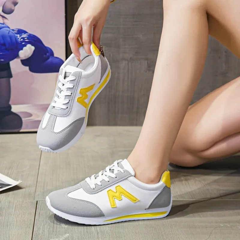 

Весна и осень 2024, новые сексуальные кроссовки на плоской подошве со шнуровкой, женская модная удобная нескользящая повседневная спортивная обувь с круглым носком