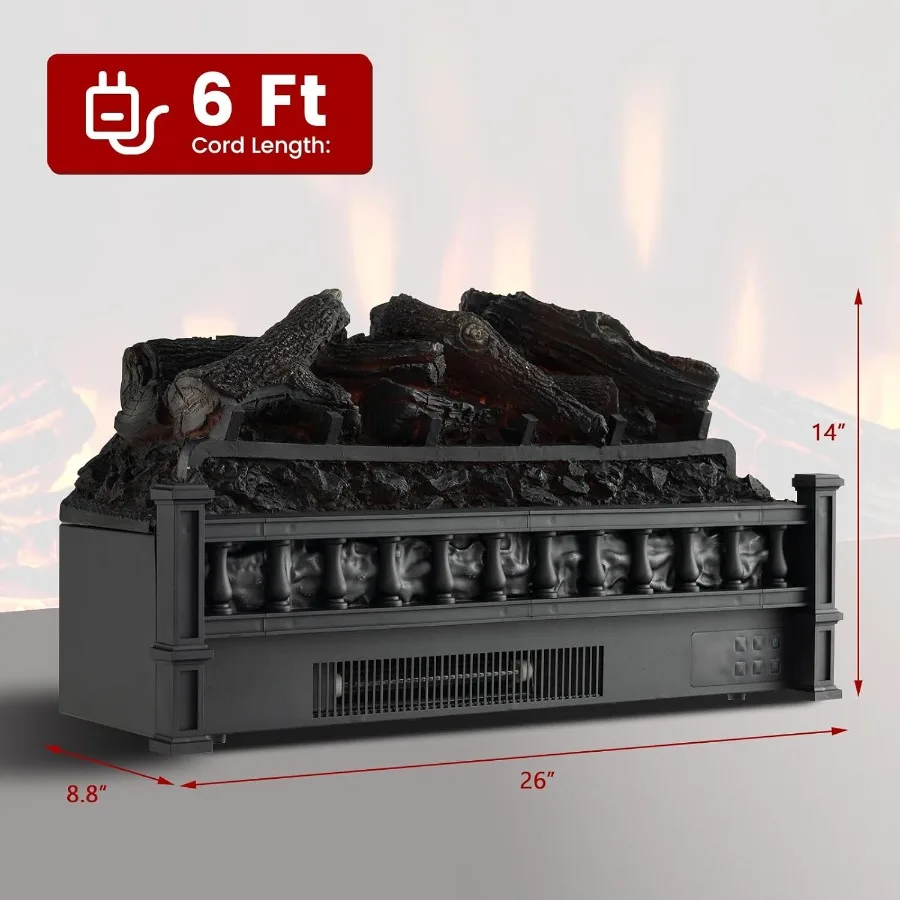 26 مدفأة كهربائية إدراج سجل سخان ث/جهاز التحكم عن بعد 8H الموقت قابل للتعديل لهب الألوان الأشعة تحت الحمراء الكوارتز واقعية خشب الليمون #3