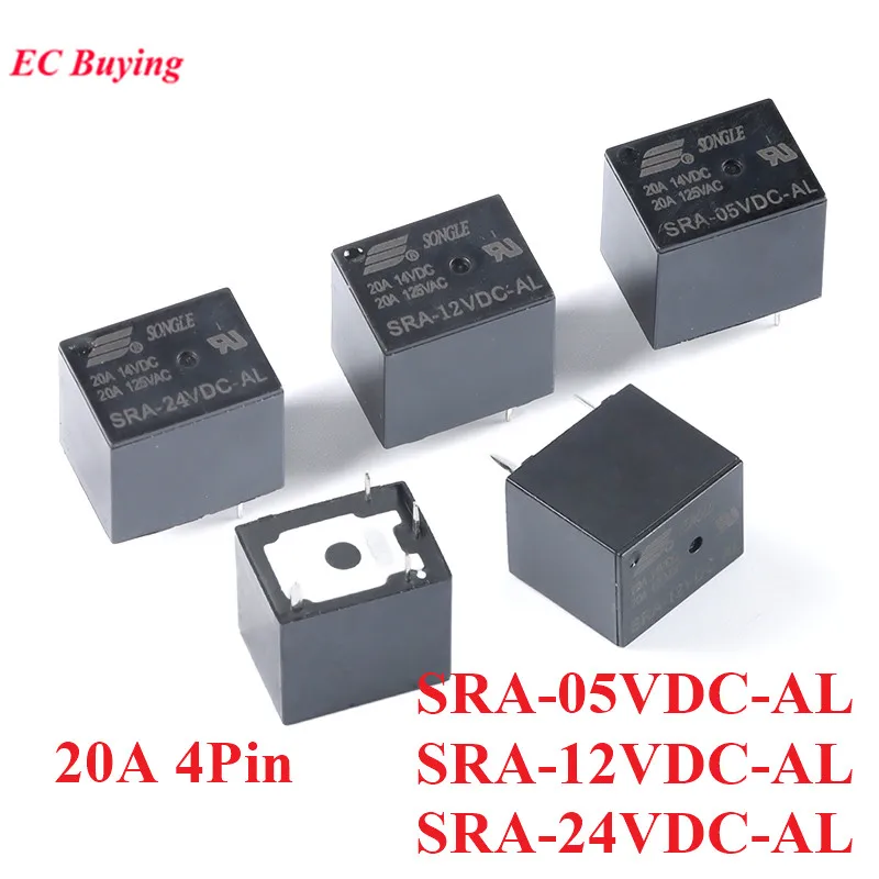 5Pcs/1pc Power Relays SRA-05VDC-AL 5VDC SRA-12VDC-AL 12VDC SRA-24VDC-AL 24VDC DC 5V 12V 24V 20A 4Pin Relais Rele