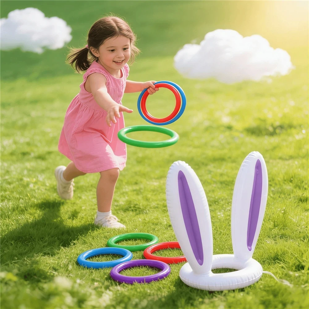 

Easter PVC Rabbit Ear Inflatable Toy Outdoor Throwing Interactive Festival Garden Indoor Decorations Toy