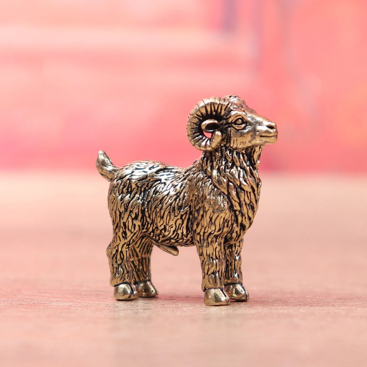 Retro Goat Miniatures Figurines Brass Animal Ram Small Statue Desktop Ornaments Vintage Home Decorations Crafts Accessories