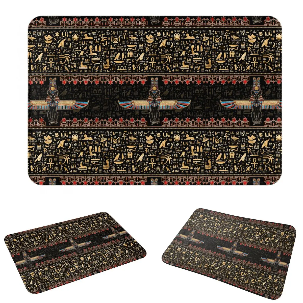 Egyptian God Ancient Egypt Bastet Cat Egypt Mythology Doormat Dust-proo Carpet Rug Kitchen Entrance Home Floor Mat for Balcony