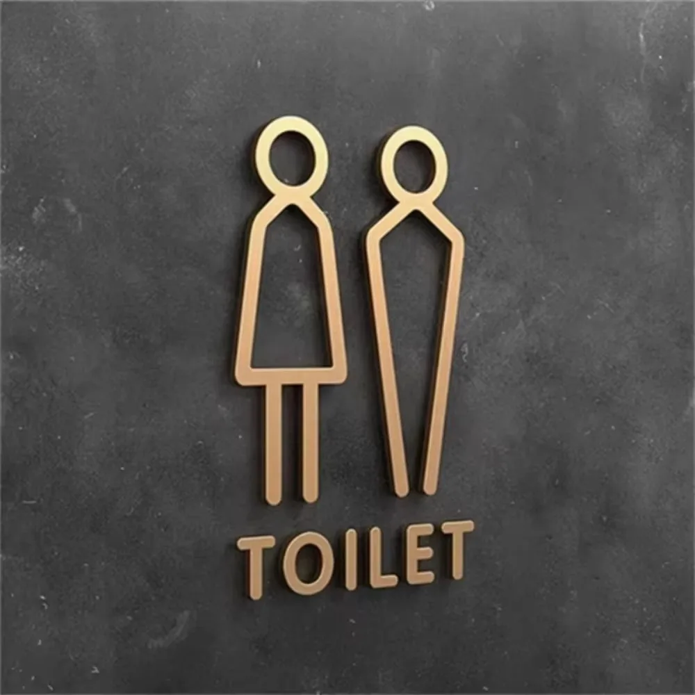 Sophisticated 2D Arrow Acrylic Toilet Sign Plate - High-Quality Washroom Wall Label Sticker,  Suitable for Cultural Venues