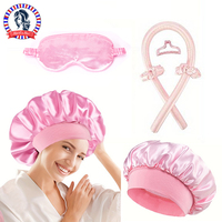 5/6/7pcs Set No Heat Hair Curler Salon Satin Sleeping Sleeping Cap Hat Soft Cooling Eye Mask and Hairpin for Household Travel