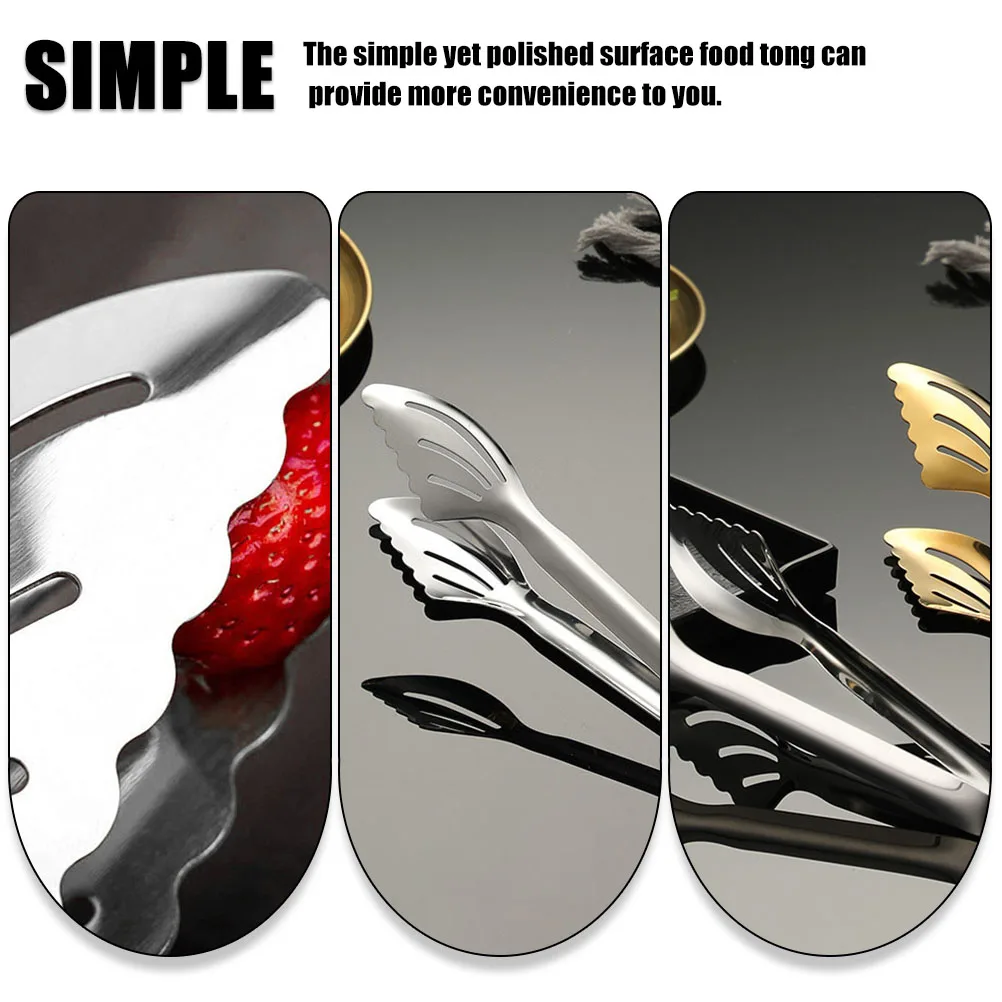 

Stainless Steel Food Tong Strong Heat Resistant Steak Clip Multi-Functional Kitchen Gadget Home Restaurant Use