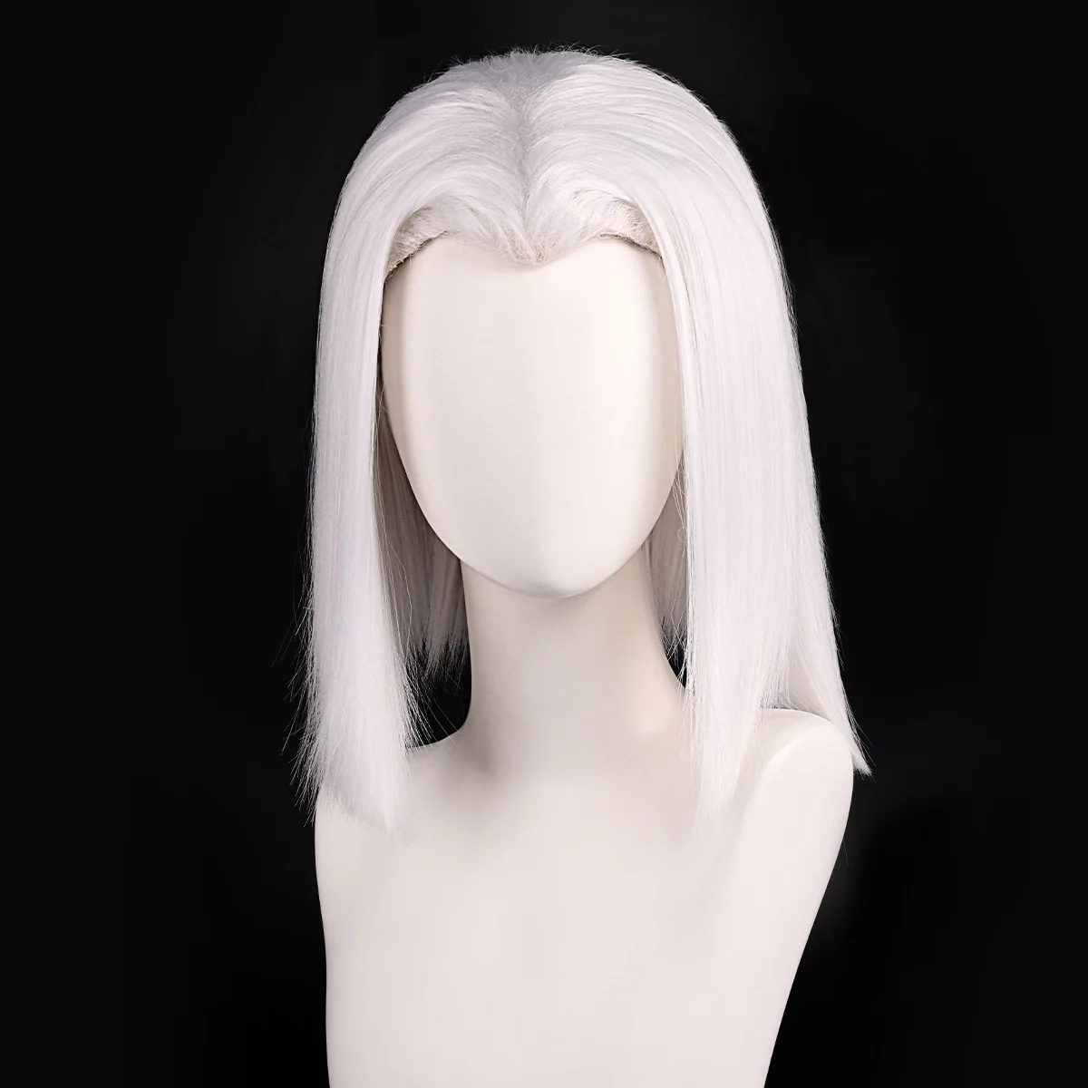 Synthetic White Cosplay Wig M Shaped Hairline Long Straight Costume Party Hair Heat Resistant Fiber Fancy Dress Halloween image 3