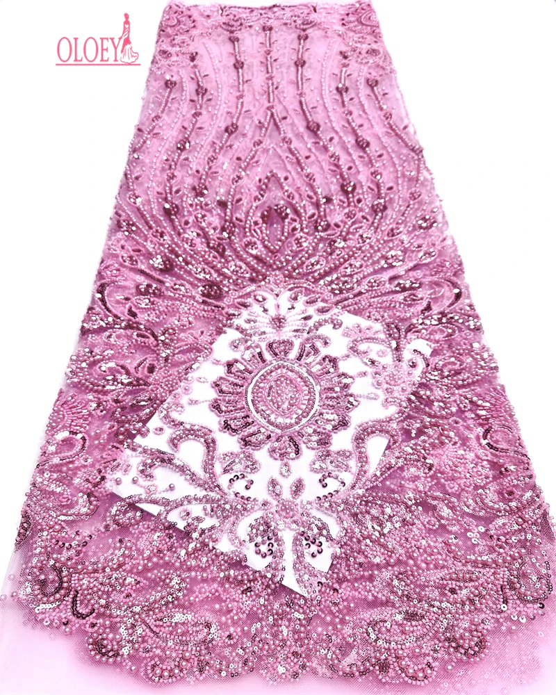 

OLOEY африканская французская кружевная ткань с блестками 2026 Высокое качество тюль кружево нигерийский бисер вышитый материал платья для вечеринки