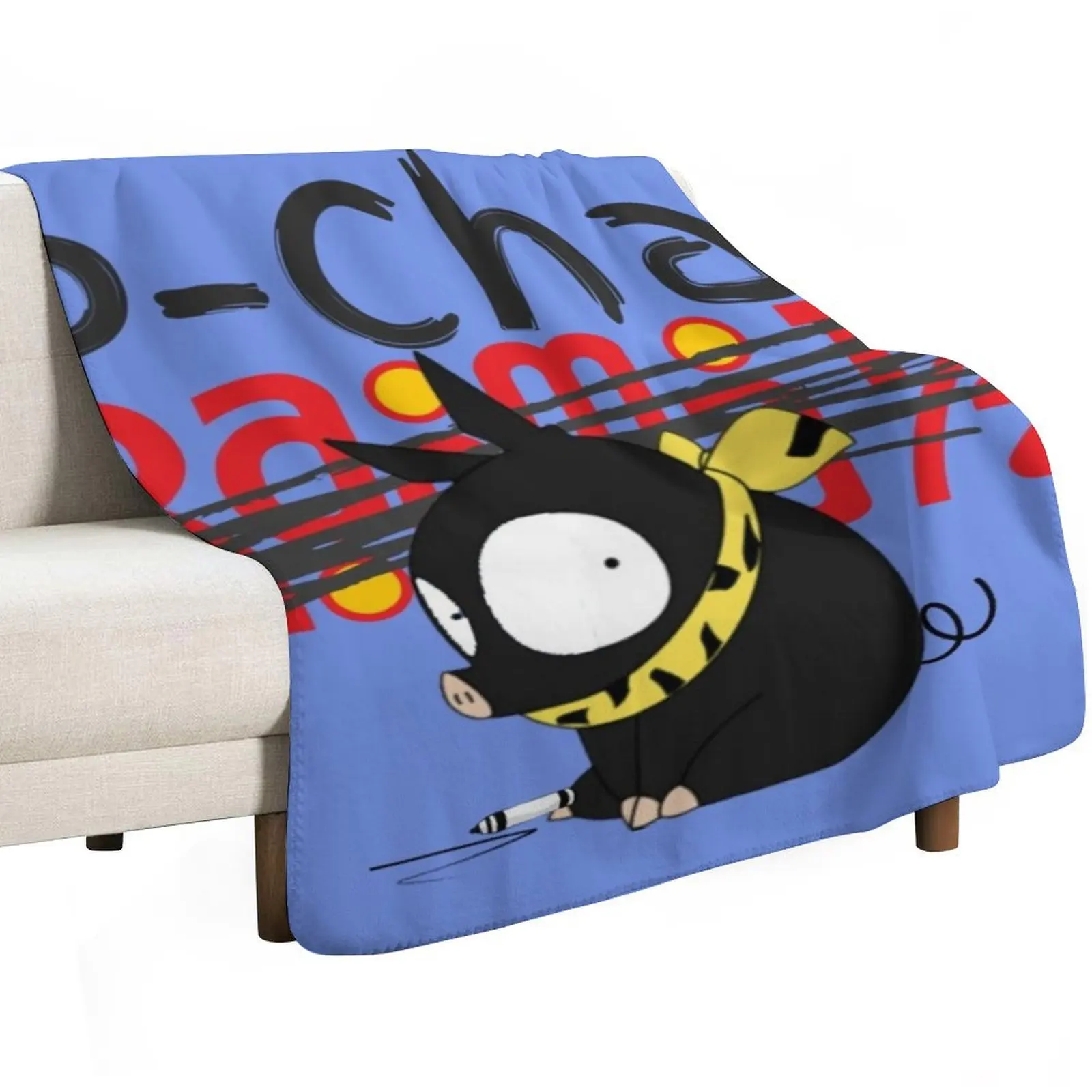 شعار P-Chan Ranma (خلفية زرقاء) SILLYFUN ON REDBUBBLE.COM (جودة منخفضة إذا كانت) رمي بطانية الفلانيل