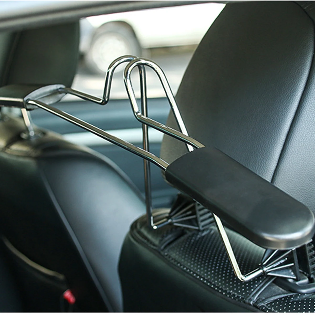 

Adjustable Sturdy Seat Coat Rack For Cars Stainless Steel Clothes Organizer Durable Metal Plastic Vehicle Headrest Bars