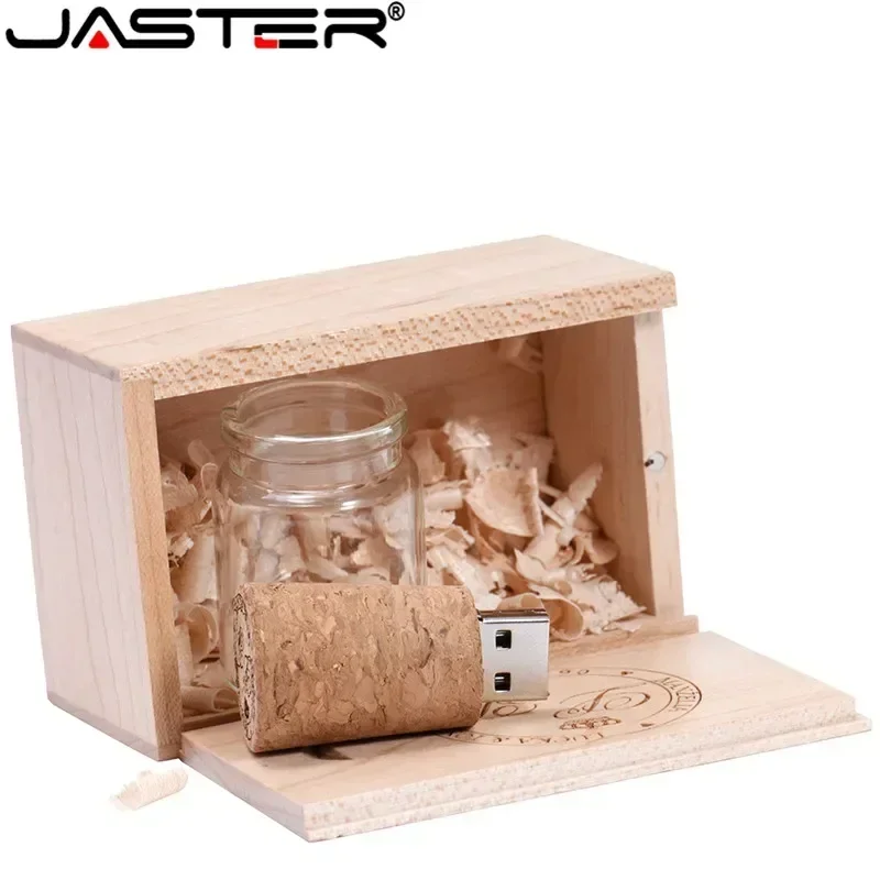 JASTER Baru Messenger Botol Usb 2.0 Memori Stick Kaca Botol Usb Flash Drive Kayu Cork Flashdisk 16GB 32GB 64GB