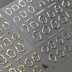 1pcs 5D Rhinestones Gold Silver Irregular Pattern Nail Sticker Simple Design Adhesive Slider Nail Art Decoration Decals Supplies