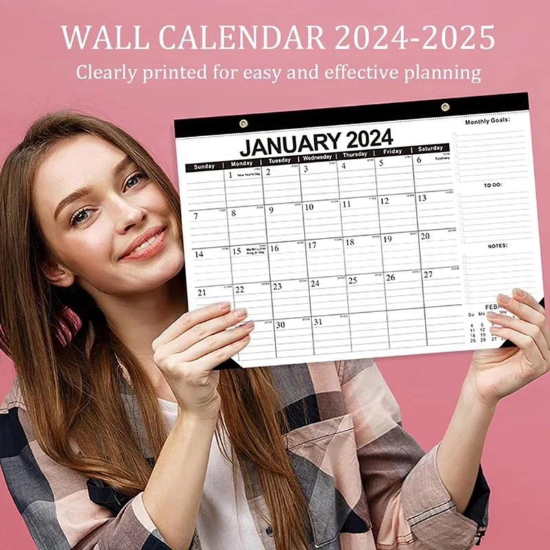 17x12นิ้วจาก jan. 2024 - June 2025รายเดือนวางแผน2024 18เดือนปฏิทินผนัง