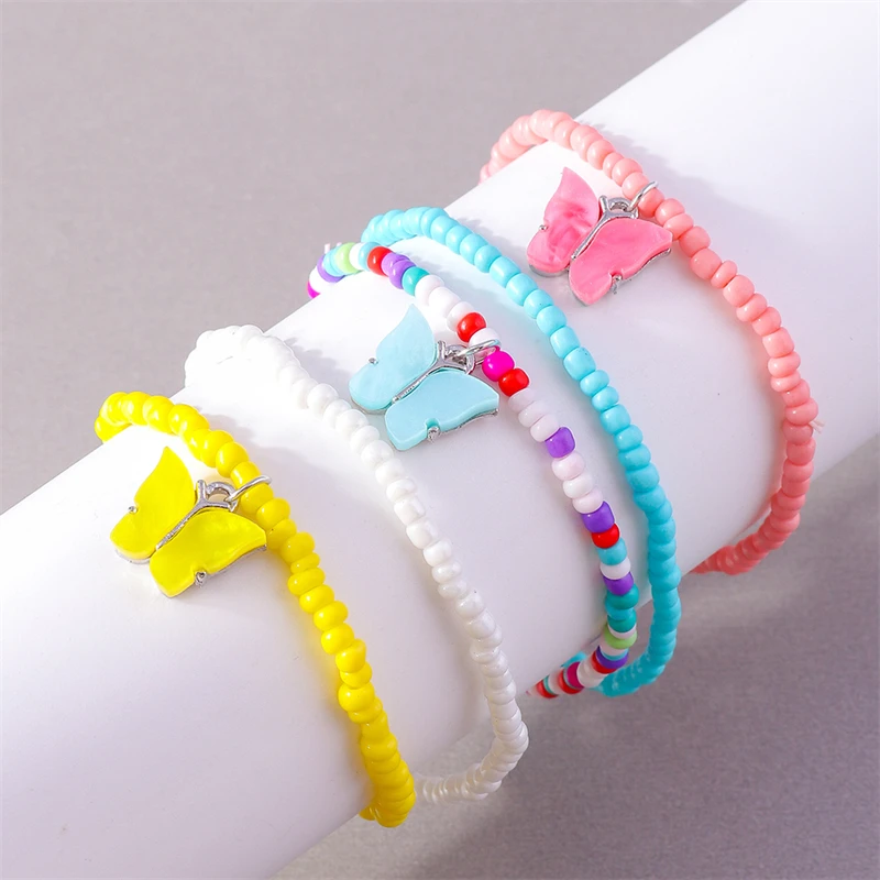 5 Stück/Set, modische, handgefertigte Armbänder mit Schmetterlingsmotiven, für Damen, Mädchen und Freundinnen, als Schmuckgeschenk. – Detail 2