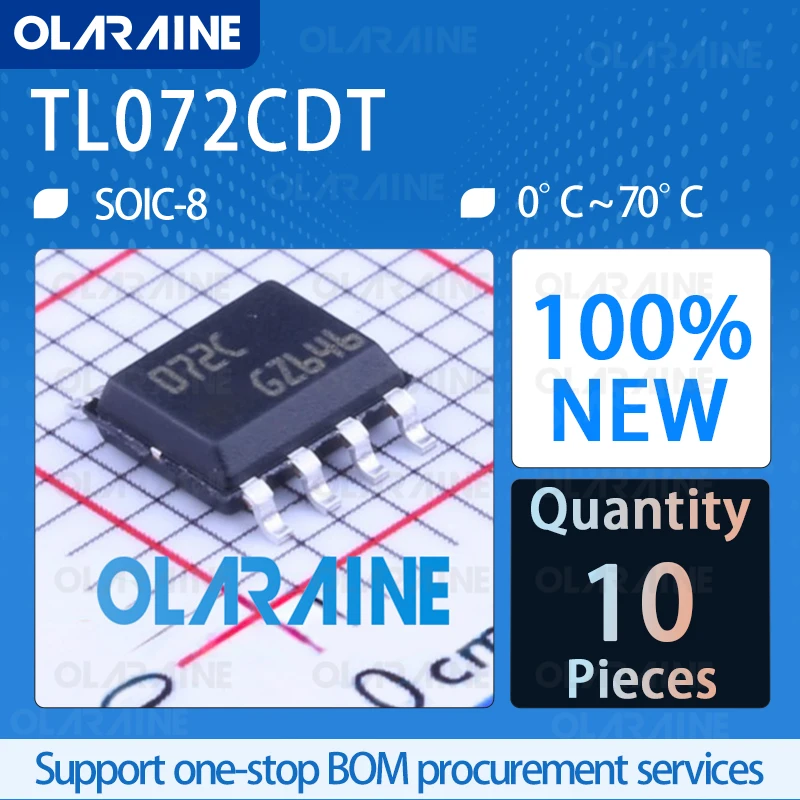 

10Pcs TL072CDT SOIC-8 100%New Operational Amplifiers - Op Amps 4 MHz 40 mA IC chip circuit controller switch processor sensor