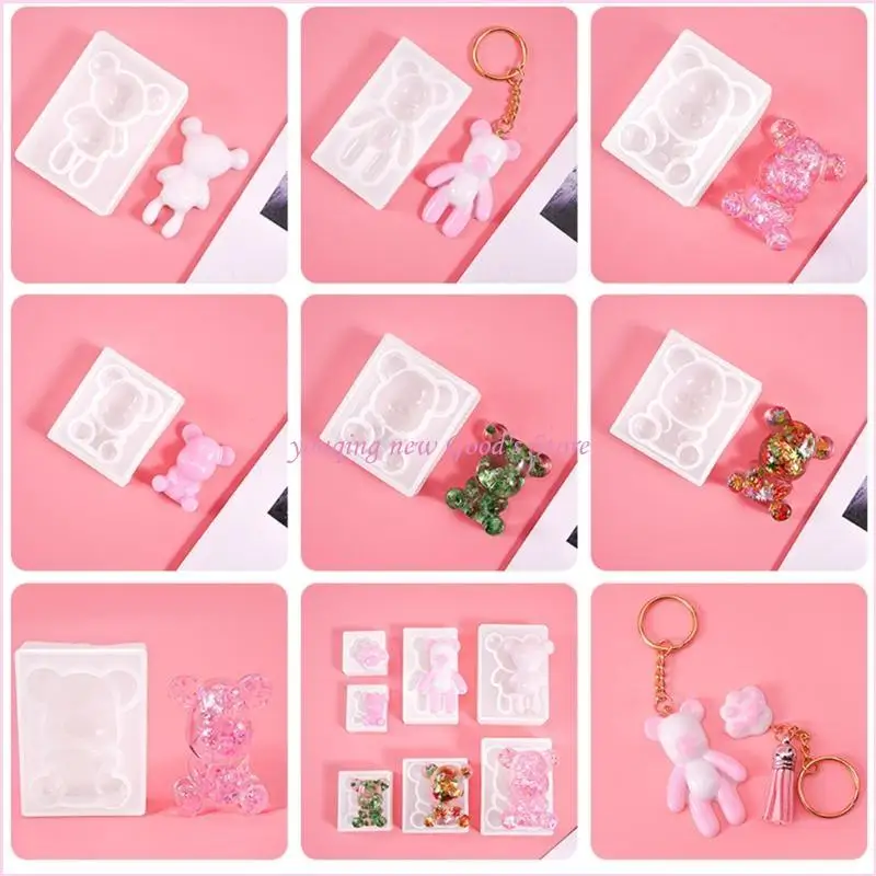 57QA Keychain Epoxy Resin Mold DIY Jewelry Mould Handmade Bear Shaped Crystal Mold
