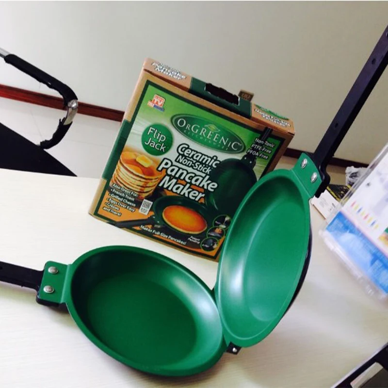 

Double Sided Frying Pan Green Nonstick Stir Frying Pan with Ceramic Coating Pancake Maker Cake Maker Home Kitchen