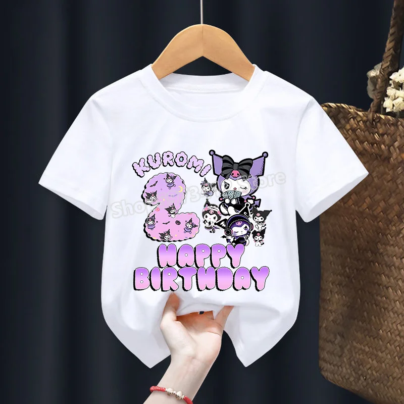 Kuromi camicie vestiti per ragazze bambini numero 1-10 Kawaii top festa di compleanno indossare abbigliamento per bambini estate manica corta