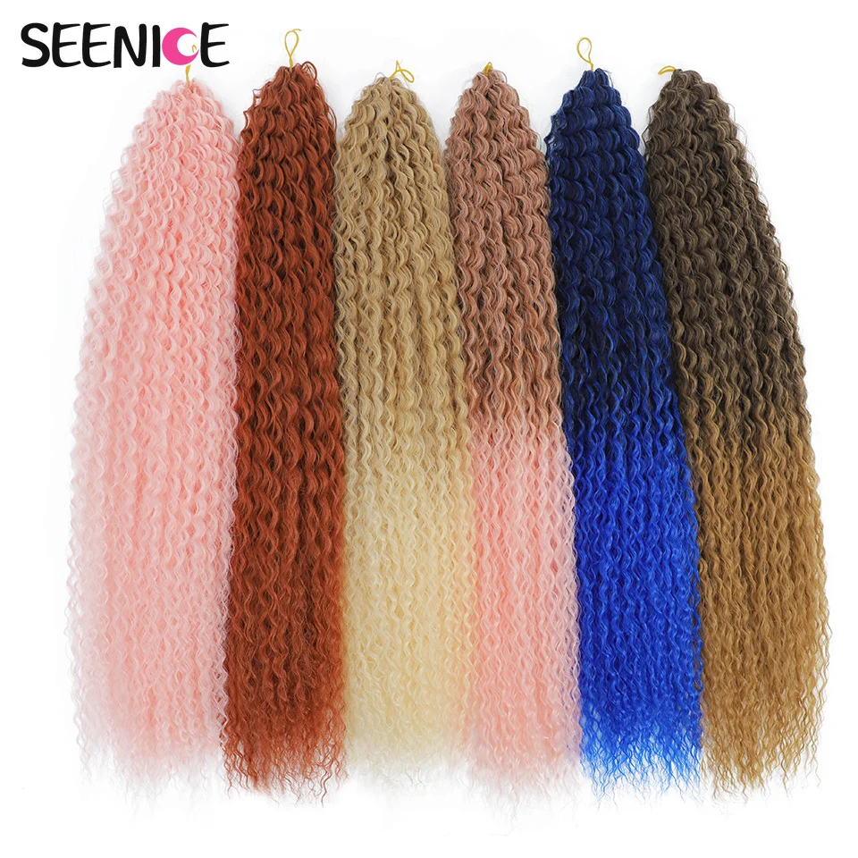 Kinky Curly Afro หยิกผมโครเชต์ต่อผมเปียสังเคราะห์แอฟริกันถักผม Braids นุ่ม Ombre สีชมพูสีดำ