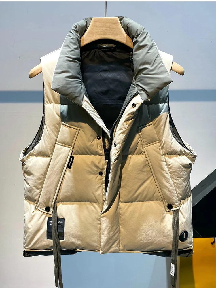 남성용 다운 코튼 조끼 겨울 두꺼운 따뜻한 캐주얼 아우터웨어 패션 브랜드 대형 사이즈 레저 탑 코트 남성용