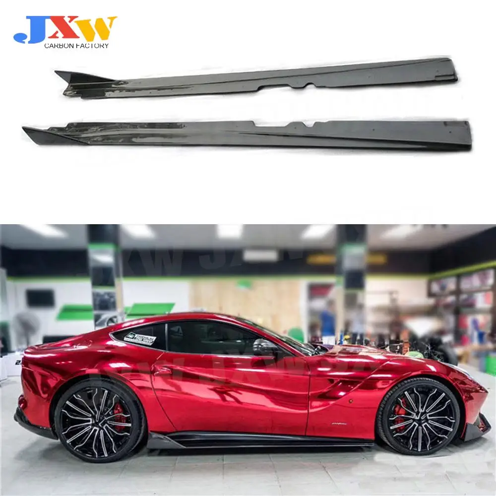 Carbon Fiber Side Skirts Aprons Case for Ferrari F12 Berlinetta 2013-2016 Car Styling