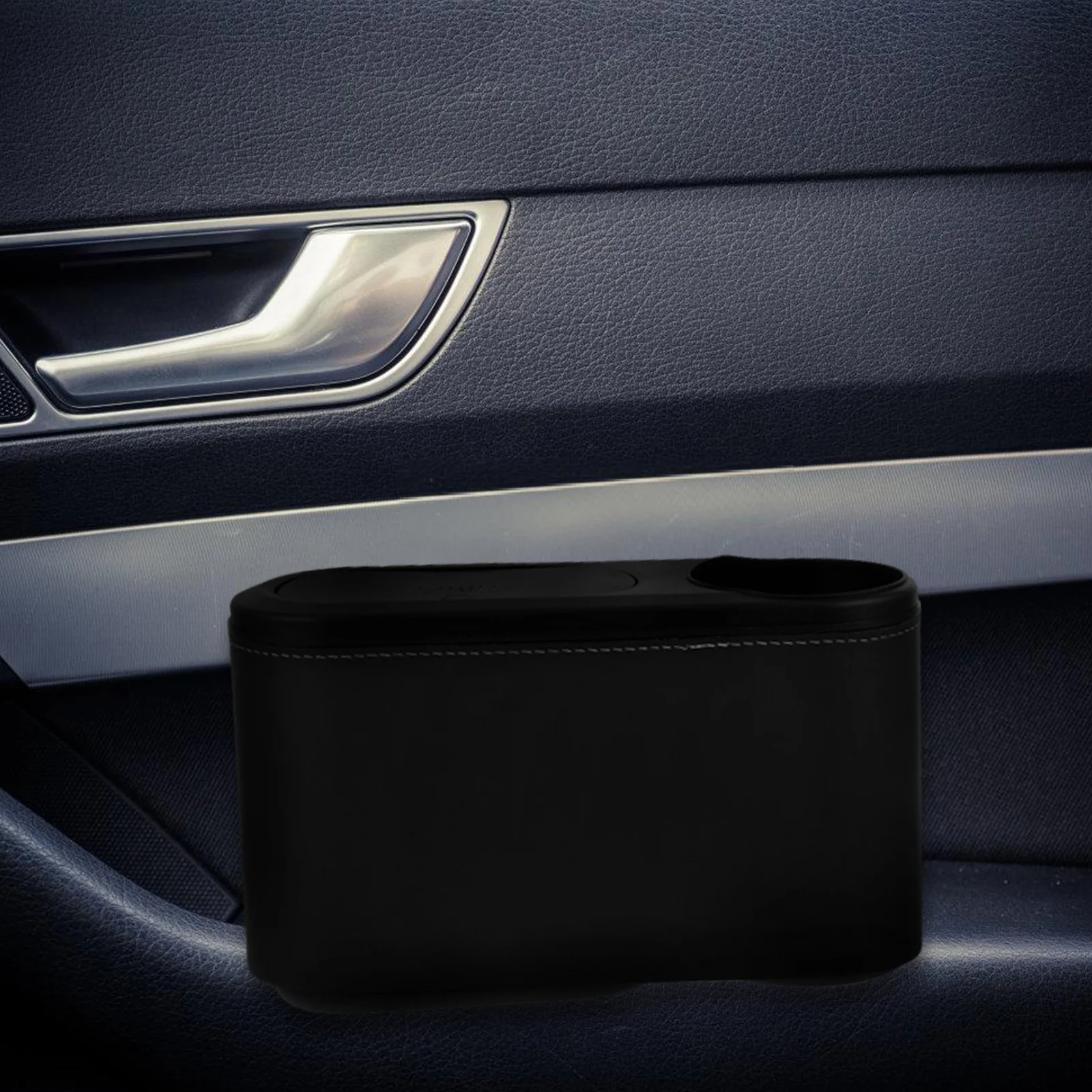 

Car Trash Can Black Garbage Bin Front Seat Multi-Functional Storage Organizer Automotive Accessories Dustproof