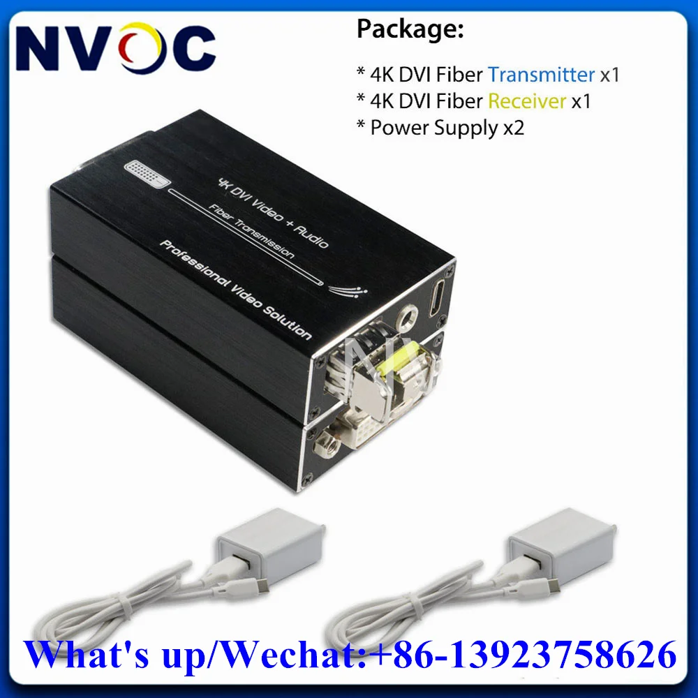 1Ch Mini 4K*2K@60Hz DVI Fiber Optic Extender with 3.5mm External Stereo Audio or RS232 Data,4K DVI-D Video Optical Transceiver