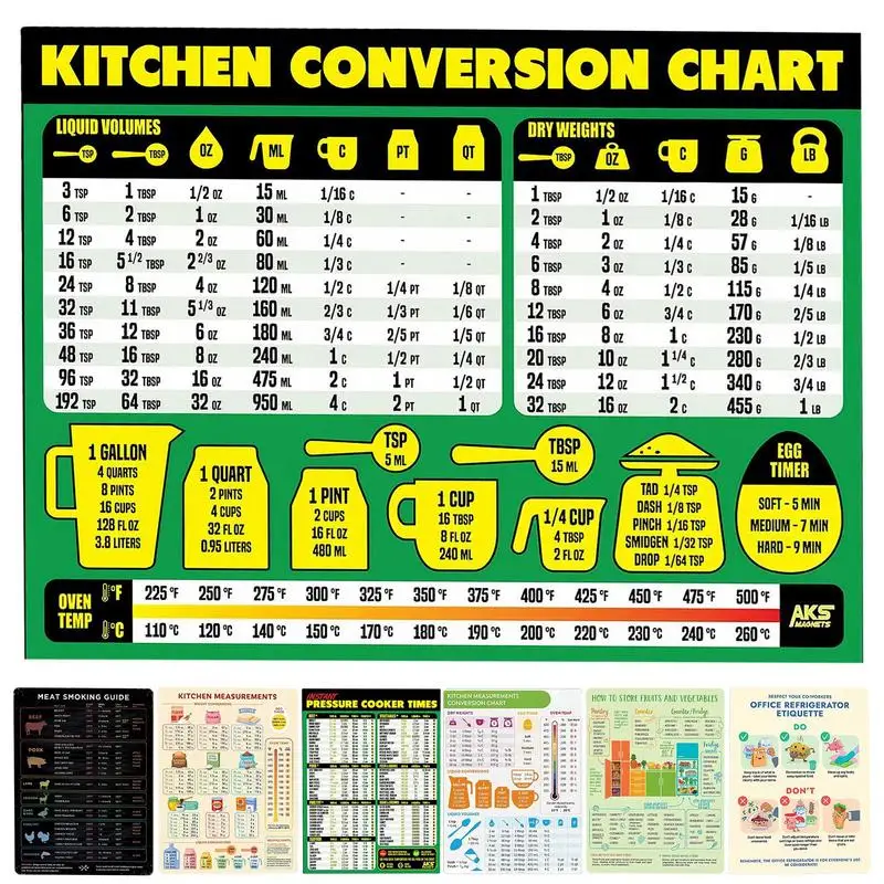 

1/7 шт., кухонный магнит, таблица преобразования, измерительный лист для пищевых продуктов, жидкость, температура веса, кухонные аксессуары для приготовления пищи