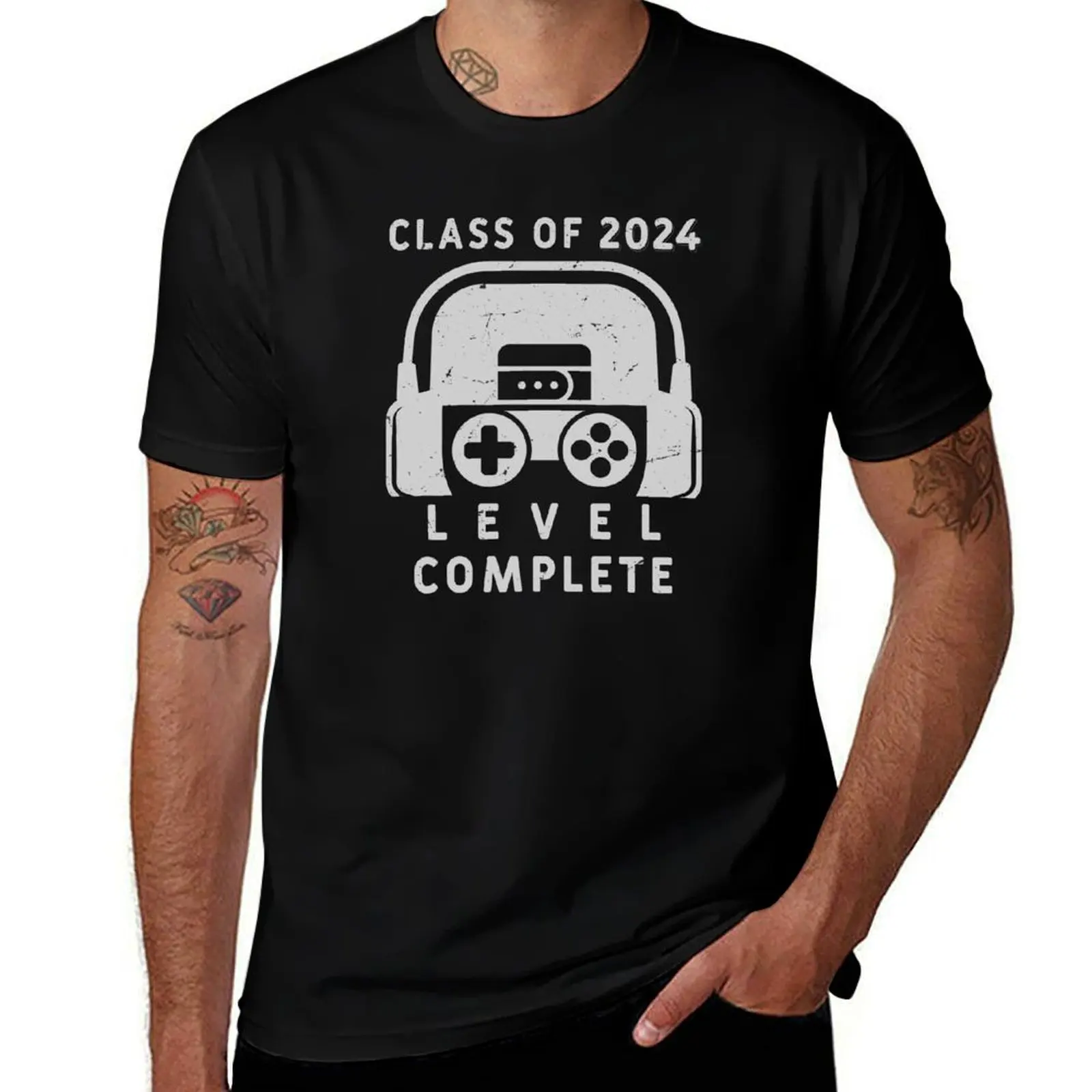 Class of 2024 Level complete Gamer Grad Senior Graduation T-Shirt hippie clothes Blouse Men's clothing