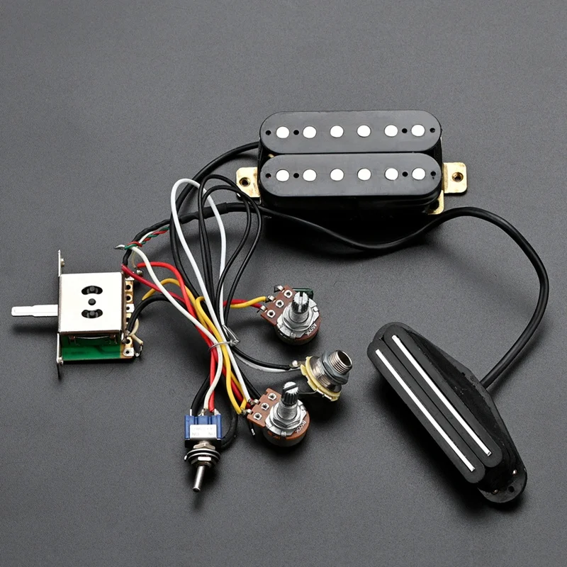 Prewired Guitar Wiring Harness With Dual Hot Rail Humbucker Pickup Set For Strat Squier Tele Electric Guitar Replacement