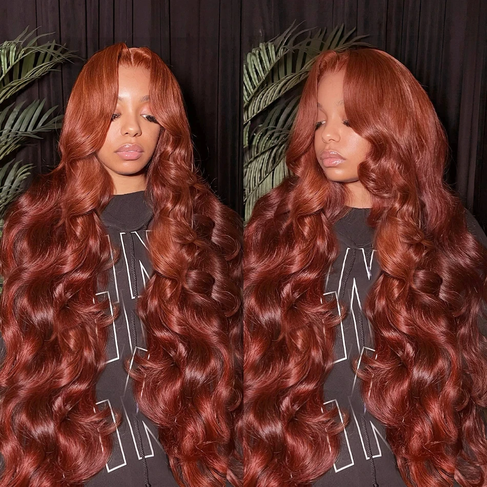 Reddish Brown Lace Front Human Hair Wigs Body Wave 13x6 HD Lace Frontal Wig Dark Red Brown 13x4 Lace Front Wig For Black Women