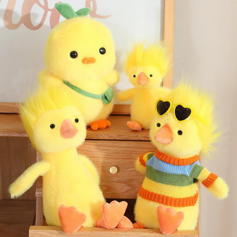 15/25CM Cute Deep-fried Yellow Duck Plush Toy Travel Duck Animal Stuffed Dressed Doll Pendant Bag Decor Birthday Gift
