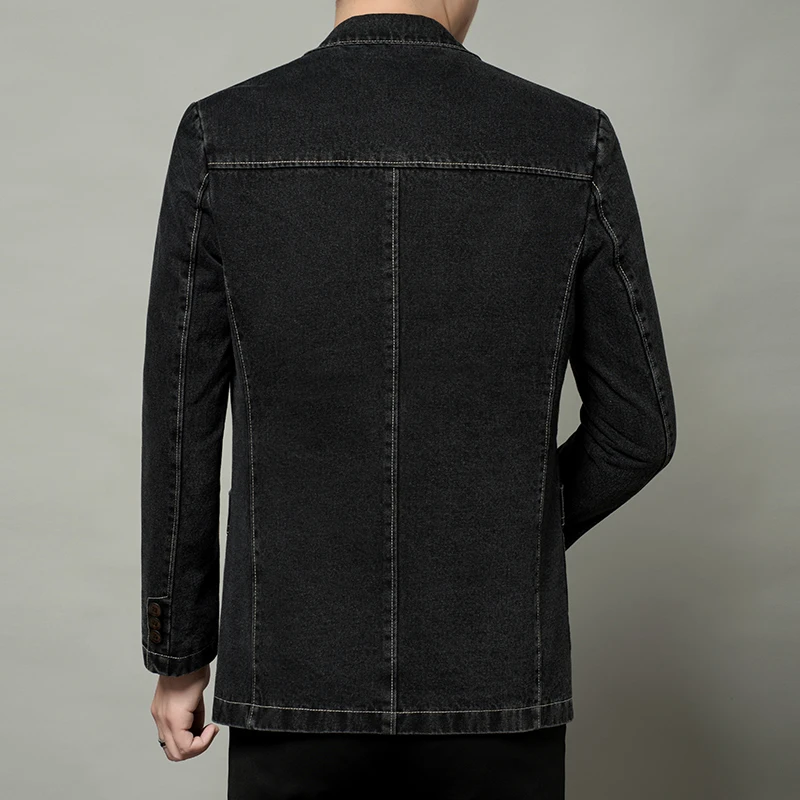 New Mens Denim Blazer Male Suit Oversized Fashion Cotton Vintage Spring Autumn Male Blue Coat Denim Jacket Men Jeans Blazers