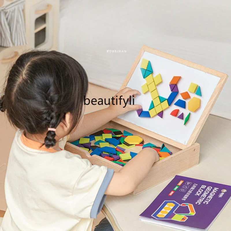 

Magnetic puzzle tangram geometric building block baby kindergarten children educational toys