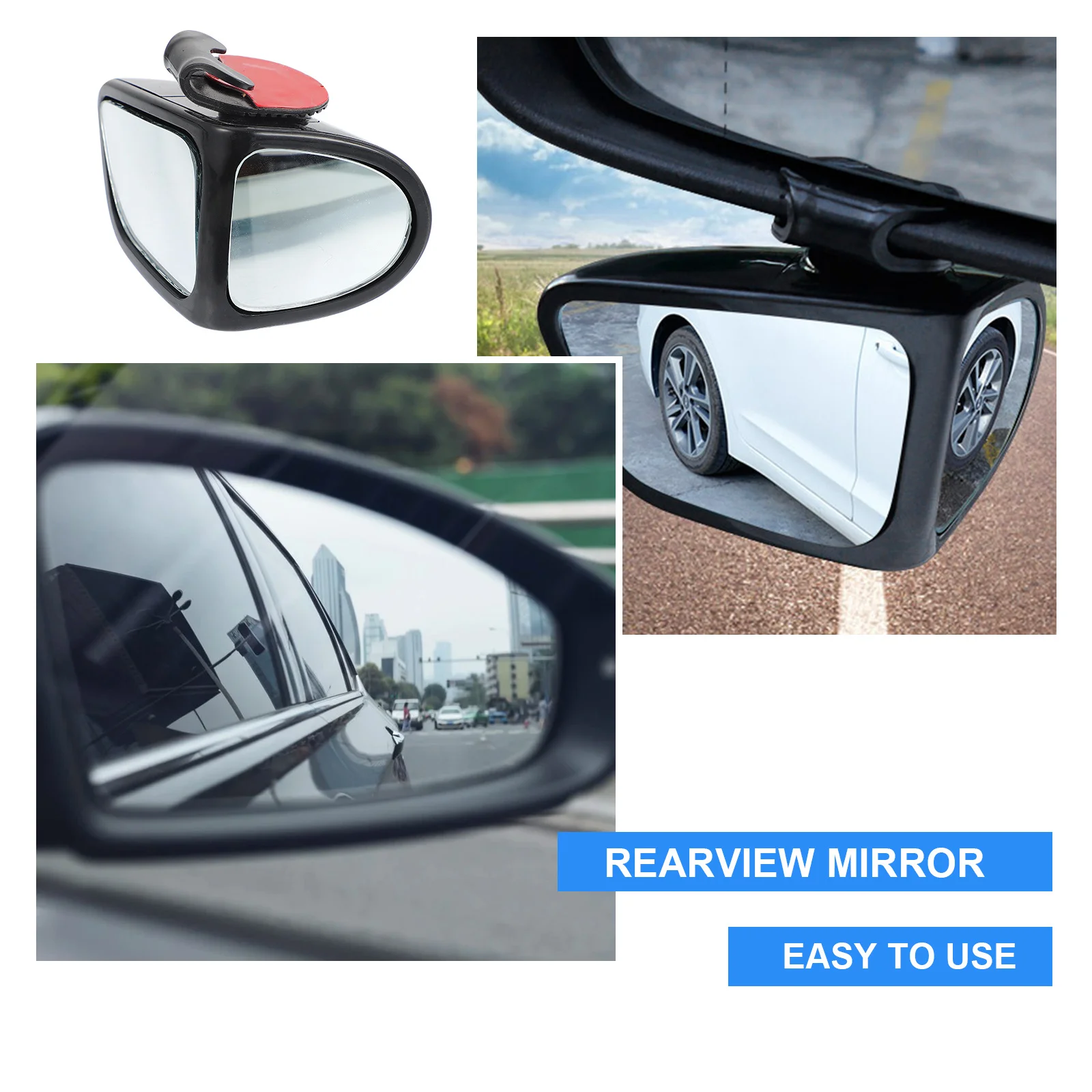 

2Pcs Universal Car Rearview Mirrors Durable ABS Glass Auxiliary Mirror Wide Angle Vehicle Rear View Safety Mirror