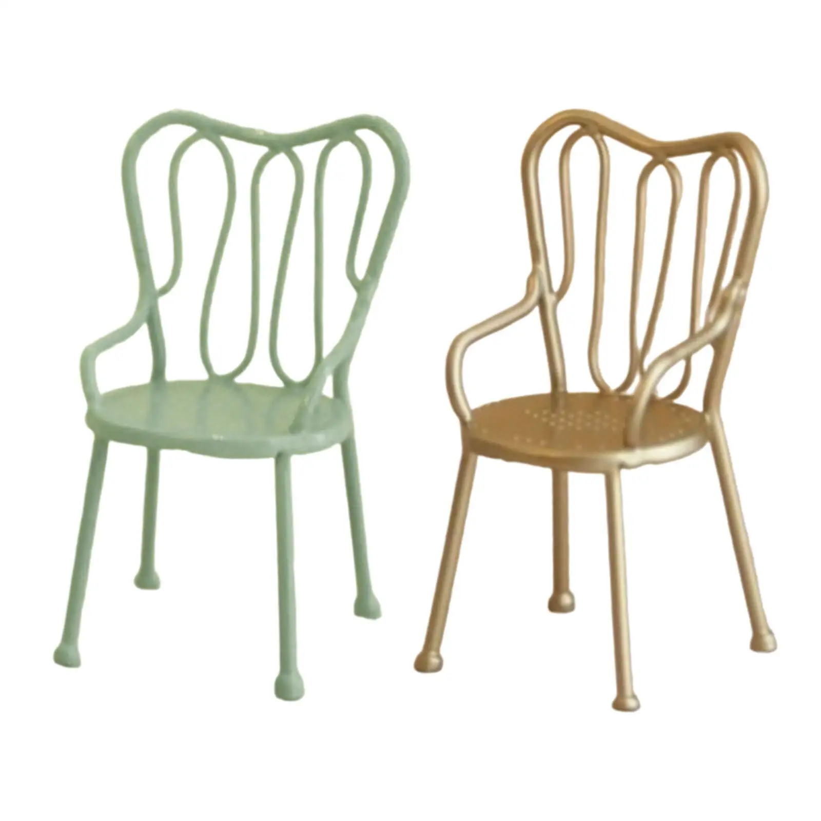 

Dollhouse Miniature Chair Nordic Style Iron Chairs for Bedroom Ornament