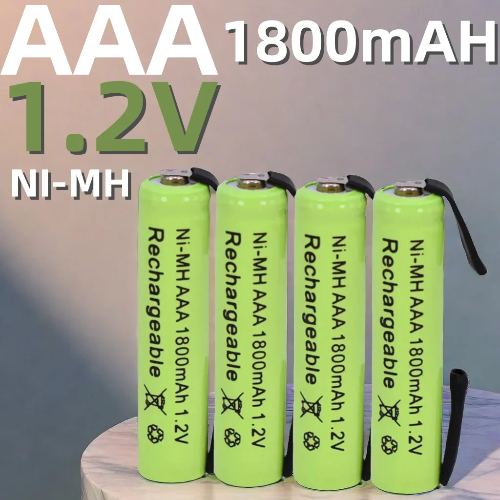 1.2V 1800mah Ni-Mh AAA Rechargeable Battery Cell, with Solder Tabs for Philips Braun Electric Shaver, Razor, Toothbrush