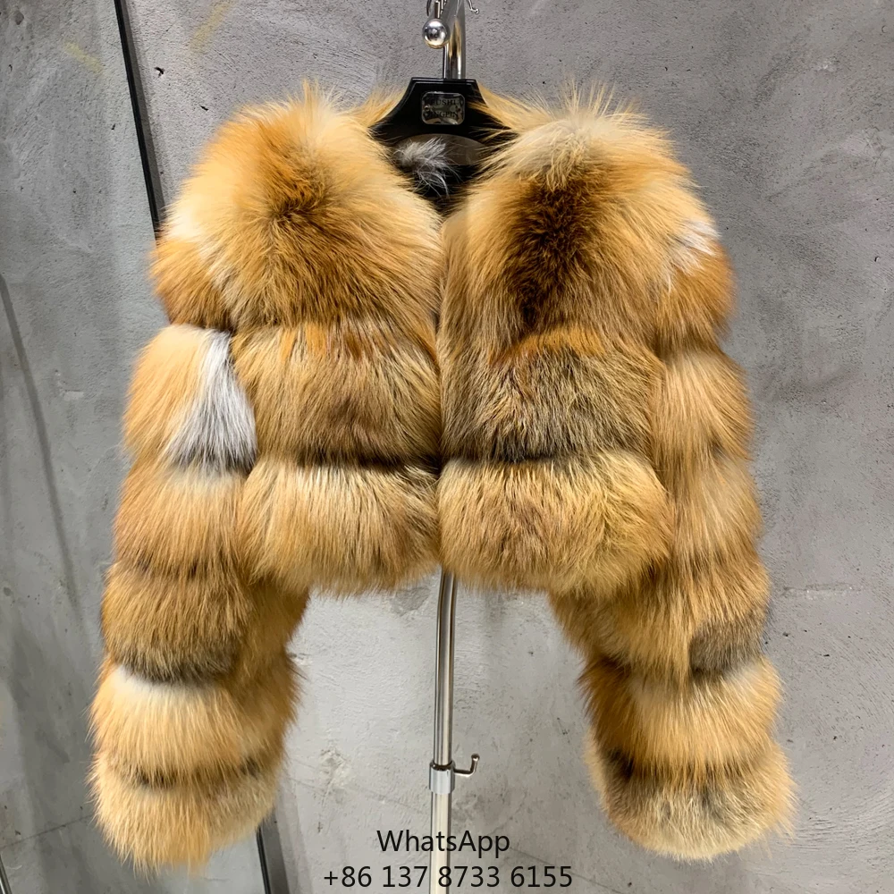 2025 Winter Fashion Short Fur Coat Real Red Fox Fur Coat Elegant Women's Fur Jacket