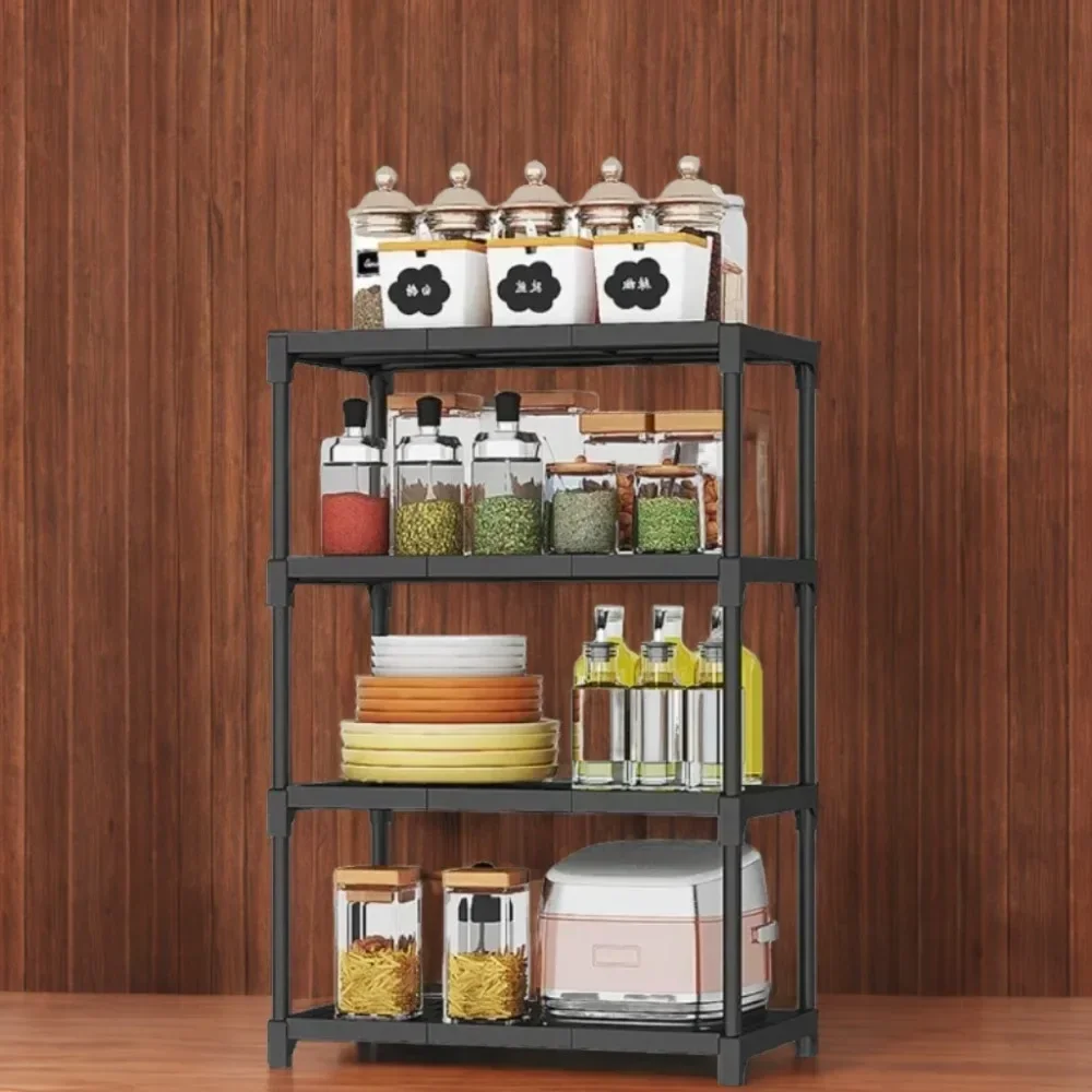 

Kitchen 4-Layer Bathroom Storage Rack Seasoning Storage Rack Strong Load-Bearing Capacity Multi-Functional Snacks Sundries Shelf