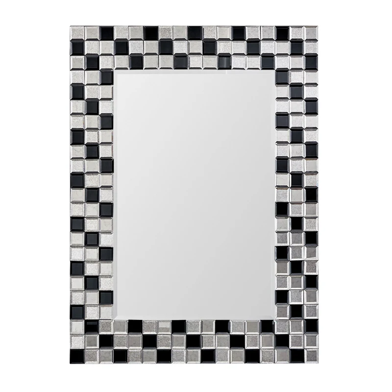

European toilet vanity mirror wall-mounted bathroom mirror intelligent with lamp art decorative square styling