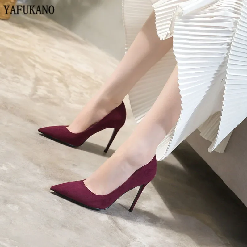 Fashion Sexy High Heels Pointed Students Wild Nude Thin Heels Single Shoes Elegant Dress Party Pumps Small Size Womens Shoes 33