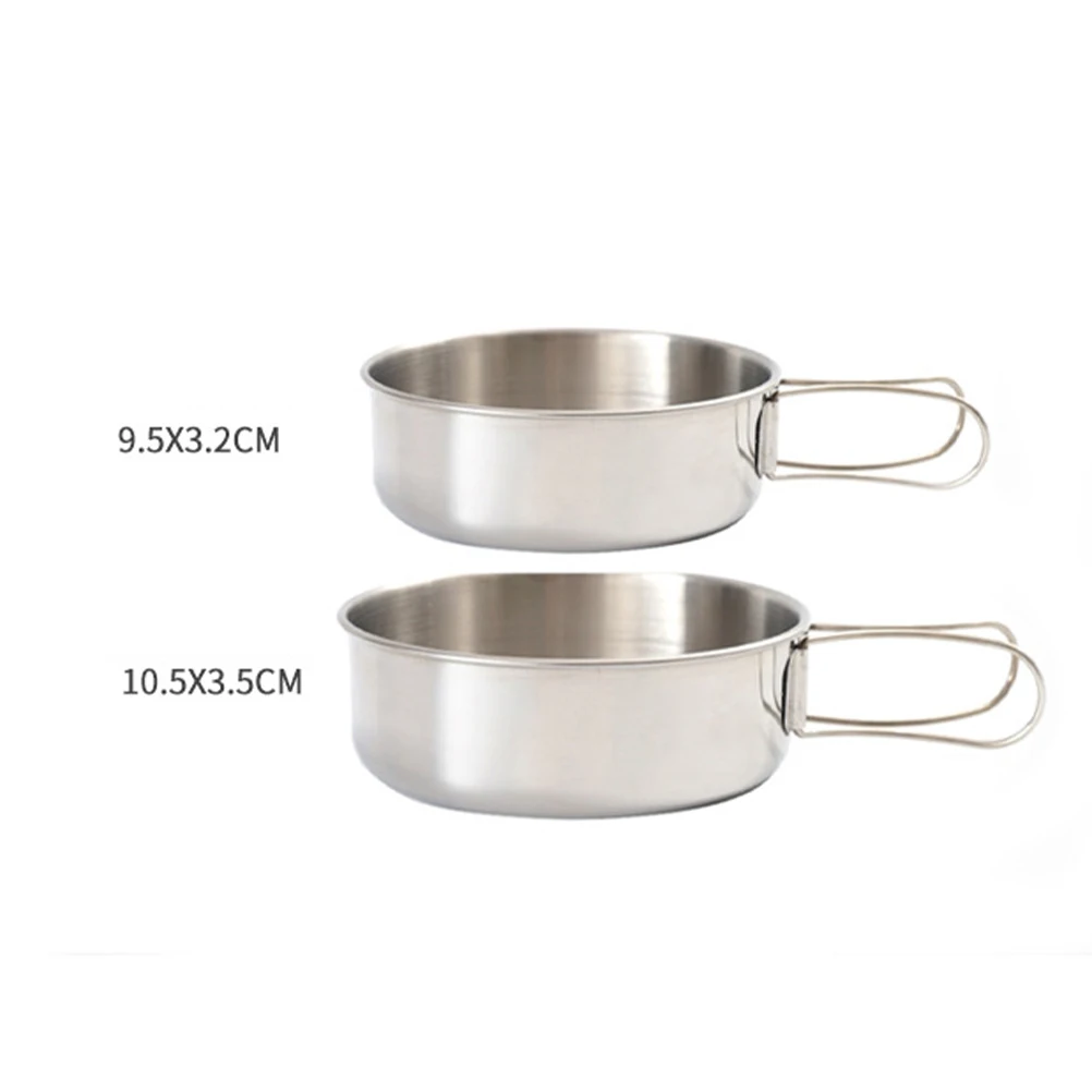 

2 pcs Mini Folding Stainless Steel Bowl Durable Outdoor Camping Hiking Bowl Foldable Cutlery Portable Tableware For Travel