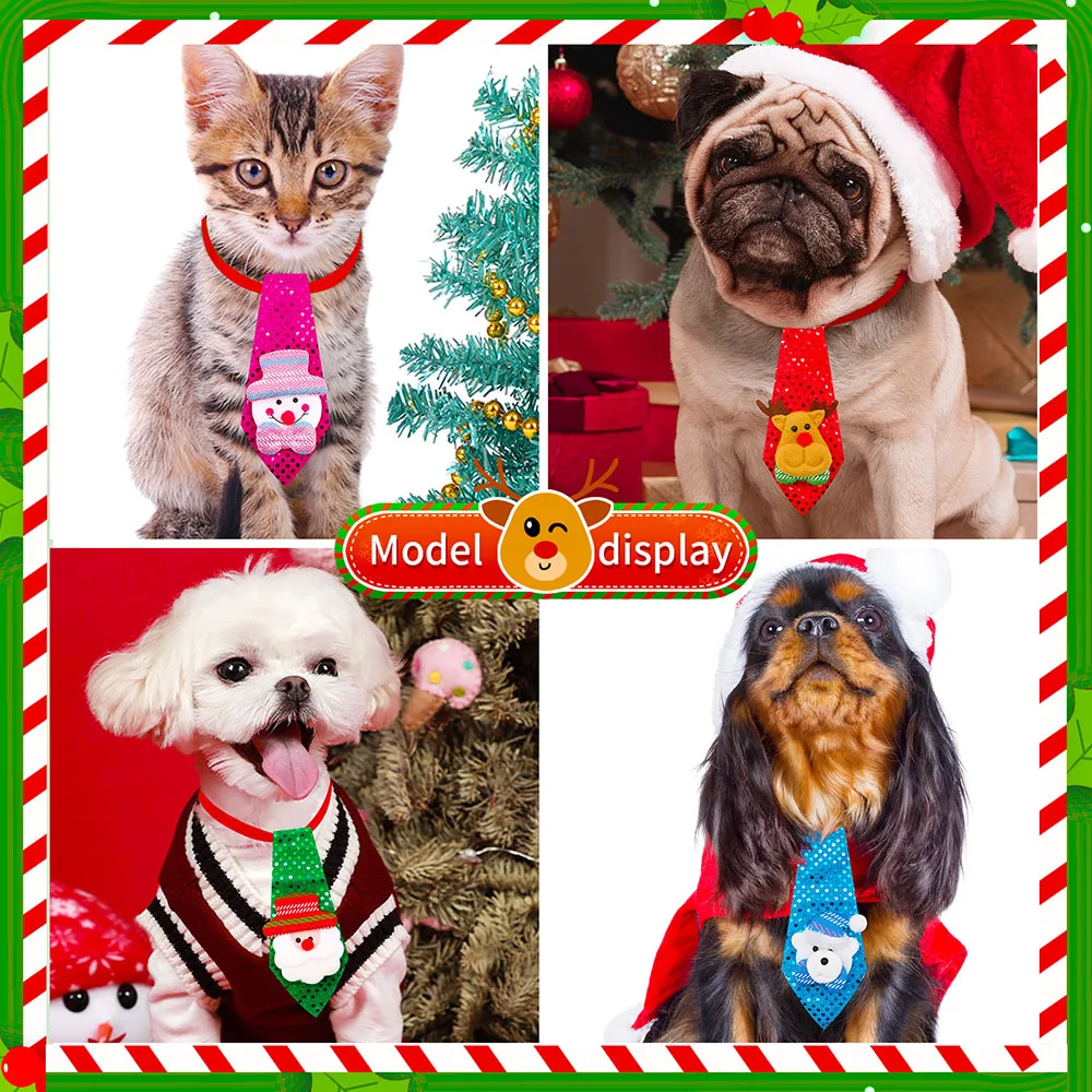 20pcs Shining Christmas Dog Neckties Elastic Band Small-Middle Dog Bowties Tie For Dog Chrismas Ties Pet Grooming Accessories